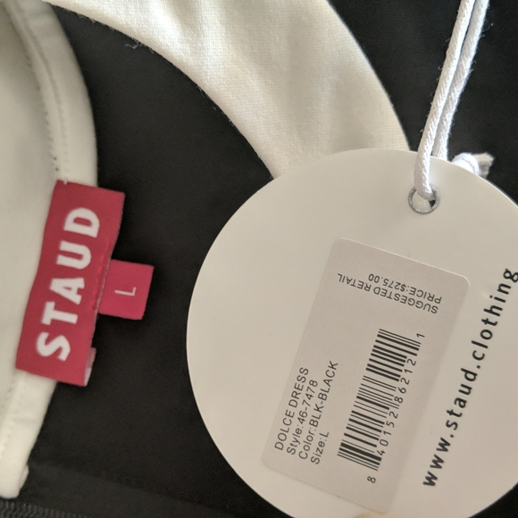 STAUD Dolce Contrast cut-out ponte Maxi dress black & white NWT - Picture 12 of 12